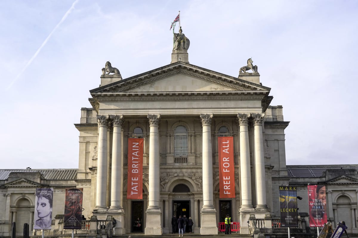 “Main entrance to the Tate Britain art gallery in Westminster London 1”